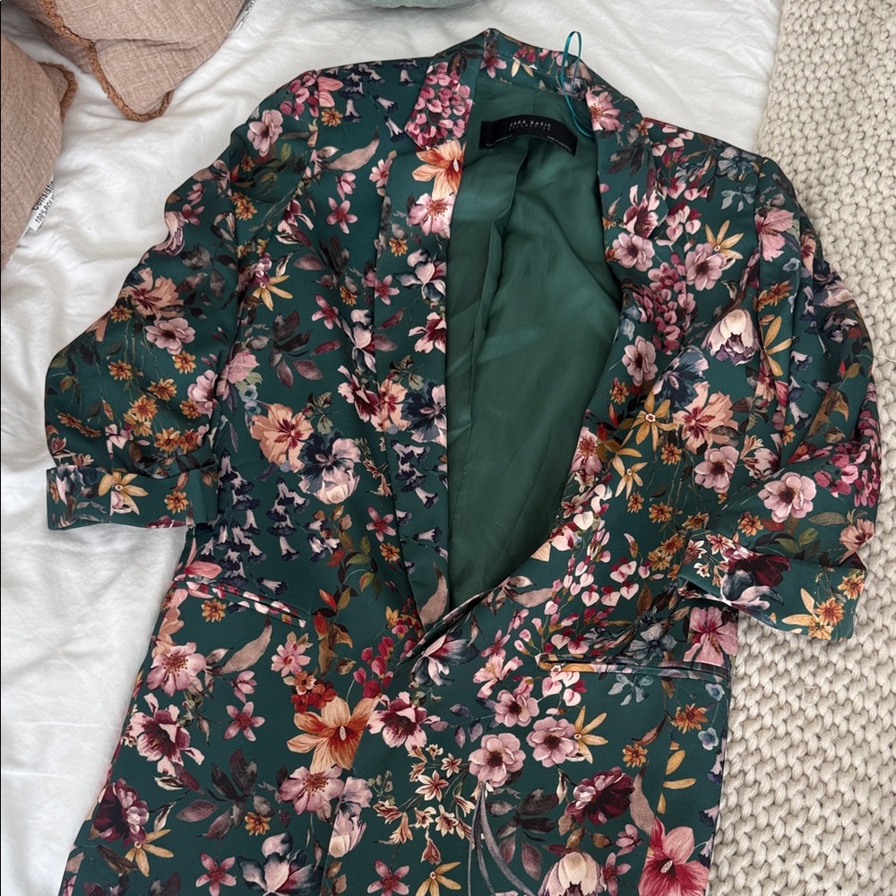 Zara Floral Jacket with Pink and Green